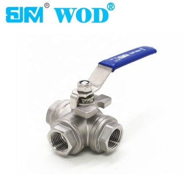 Stainless Steel 3 Way Valve And Actuator Female Thread Ball Valve