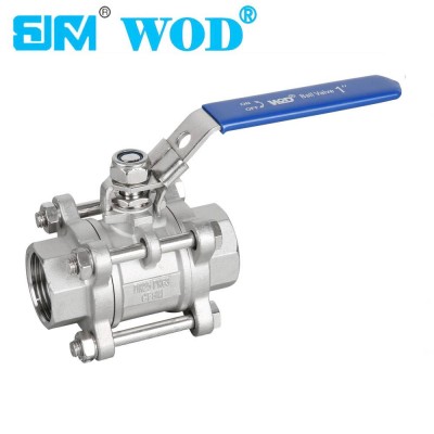 Stainless Steel Soft Seat Threaded 3pc Ball Valve