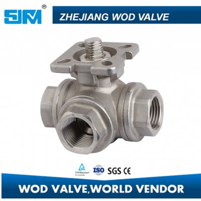 3 Way Actuated SS304 Ball Valve with Mounting Pad ISO5211 China Factory