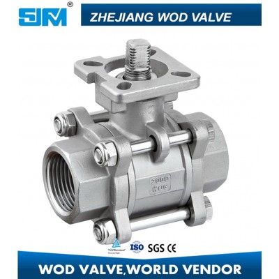 3-Piece Threaded Ball Valve with High Platform