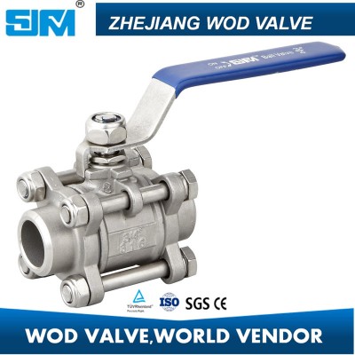 Three Pieces Wiith Locking Device SUS304 Ball Valve with Butt Welding End